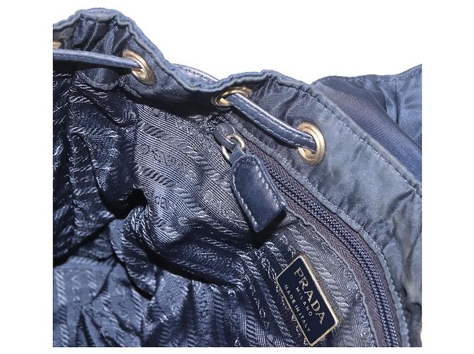 Zaino PRADA Nylon Navy Gold Auth gh2105 D'oro Blu navy - vista 25