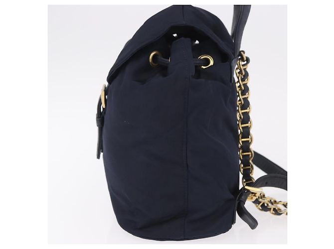 Zaino PRADA Nylon Navy Gold Auth gh2105 D'oro Blu navy - vista 4