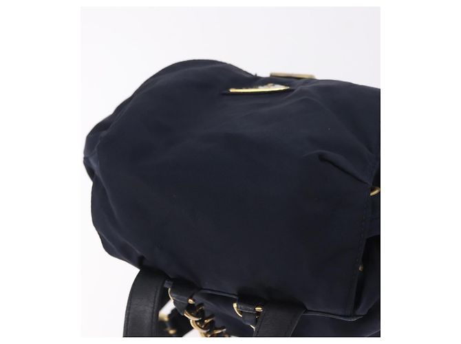 Zaino PRADA Nylon Navy Gold Auth gh2105 D'oro Blu navy - vista 6