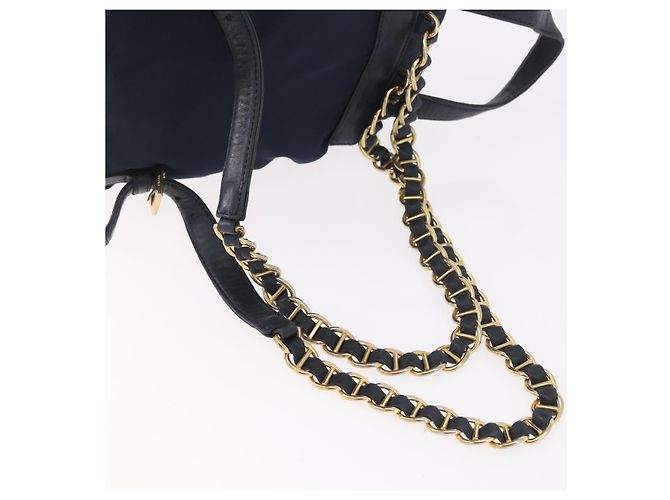 Zaino PRADA Nylon Navy Gold Auth gh2105 D'oro Blu navy - vista 9
