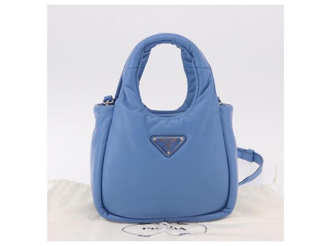 Borsa PRADA in pelle 2way Azzurro chiaro Argento Auth 184410SAM Blu chiaro - vista 25