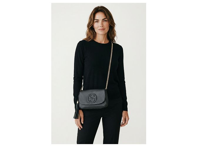 Borsa a tracolla Gucci Soho in pelle nera Nero - vista 18