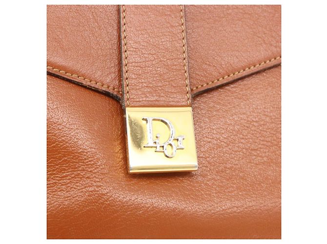Borsa a Spalla Christian Dior in Pelle Marrone Oro Auth 189363 D'oro - vista 14