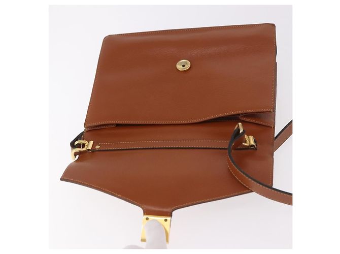Borsa a Spalla Christian Dior in Pelle Marrone Oro Auth 189363 D'oro - vista 15