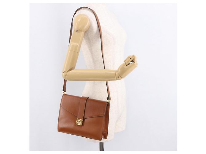 Borsa a Spalla Christian Dior in Pelle Marrone Oro Auth 189363 D'oro - vista 23