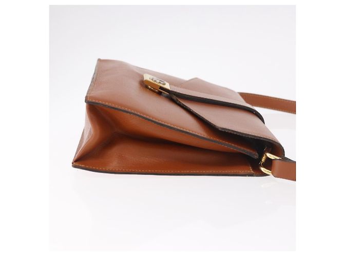 Borsa a Spalla Christian Dior in Pelle Marrone Oro Auth 189363 D'oro - vista 4