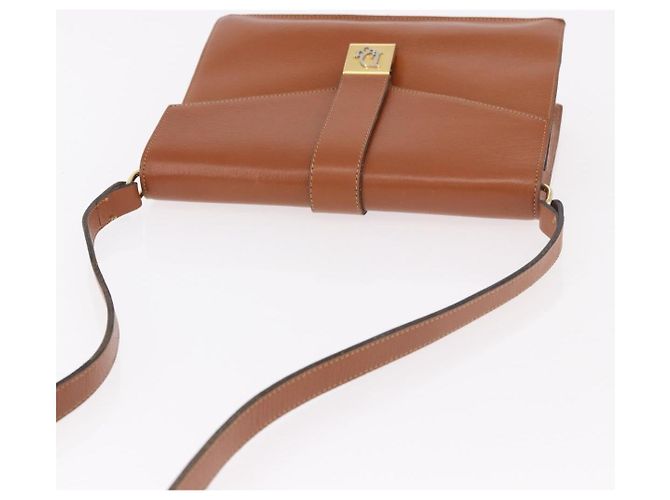 Borsa a Spalla Christian Dior in Pelle Marrone Oro Auth 189363 D'oro - vista 6