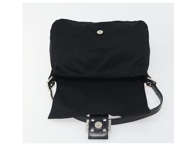 Borsa a tracolla FENDI Mamma Baguette in jersey di cotone nero e argento Auth yk20575 - vista 16
