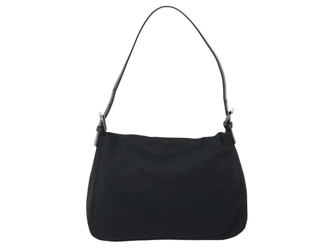 Borsa a tracolla FENDI Mamma Baguette in jersey di cotone nero e argento Auth yk20575 - vista 3