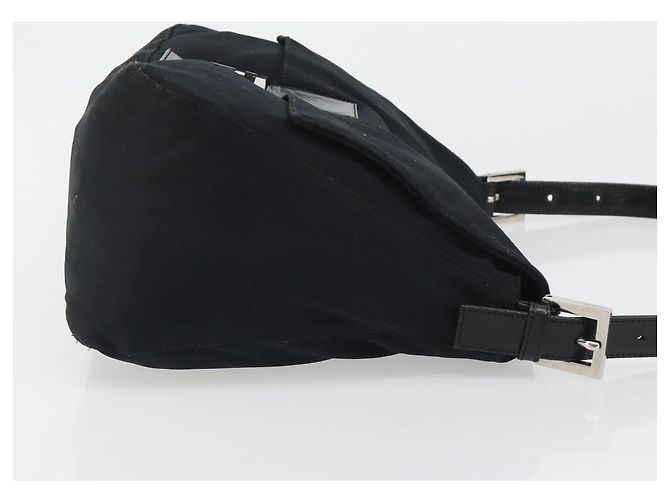Borsa a tracolla FENDI Mamma Baguette in jersey di cotone nero e argento Auth yk20575 - vista 4