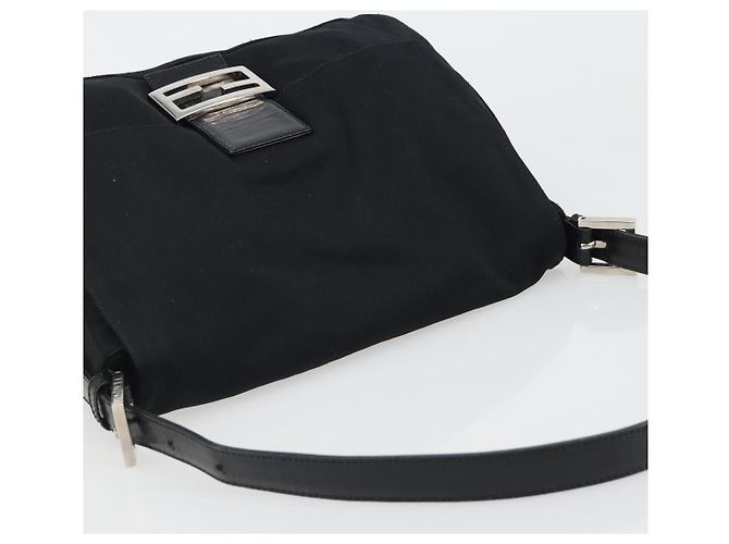 Borsa a tracolla FENDI Mamma Baguette in jersey di cotone nero e argento Auth yk20575 - vista 6