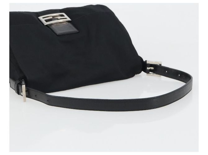 Borsa a tracolla FENDI Mamma Baguette in jersey di cotone nero e argento Auth yk20575 - vista 7