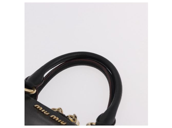 Borsa Miu Miu in pelle 2 way Nero Oro Auth ka4877V D'oro - vista 13