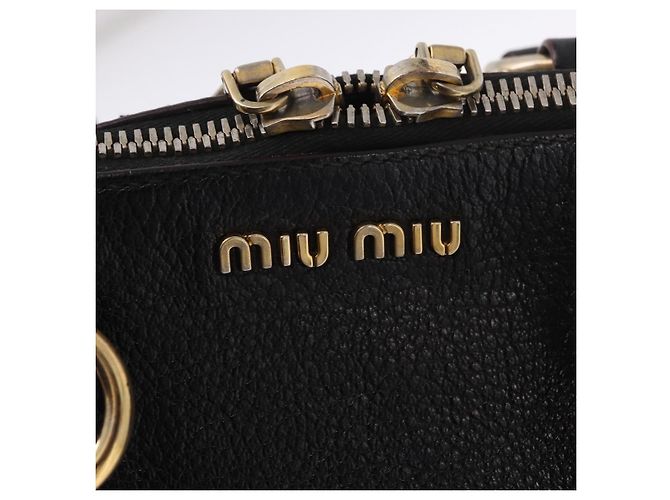 Borsa Miu Miu in pelle 2 way Nero Oro Auth ka4877V D'oro - vista 19