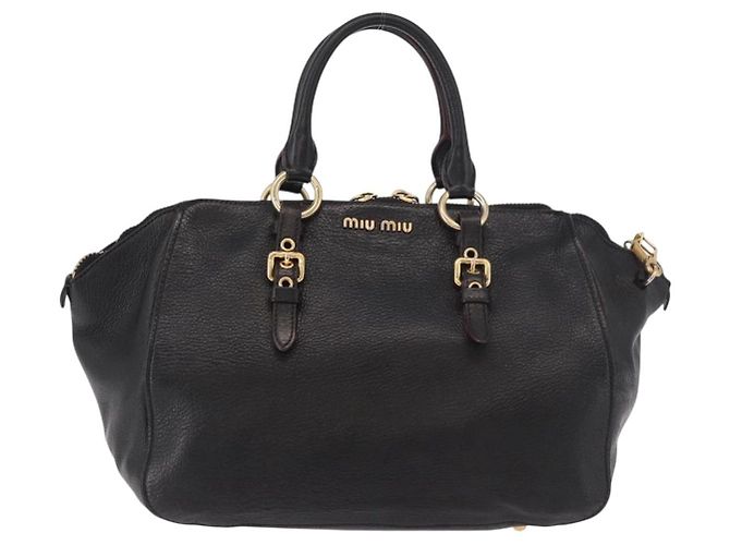 Borsa Miu Miu in pelle 2 way Nero Oro Auth ka4877V D'oro - vista 2