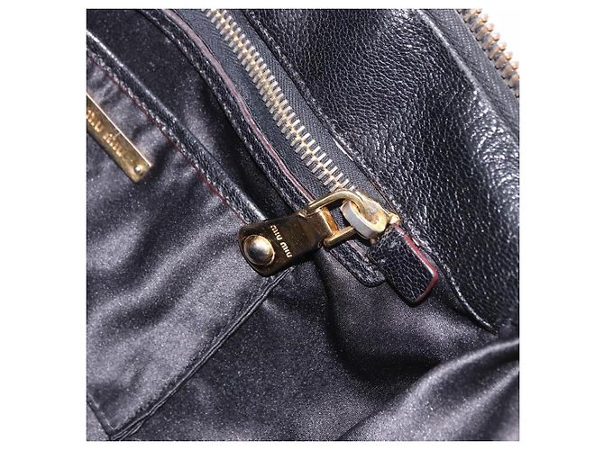Borsa Miu Miu in pelle 2 way Nero Oro Auth ka4877V D'oro - vista 23