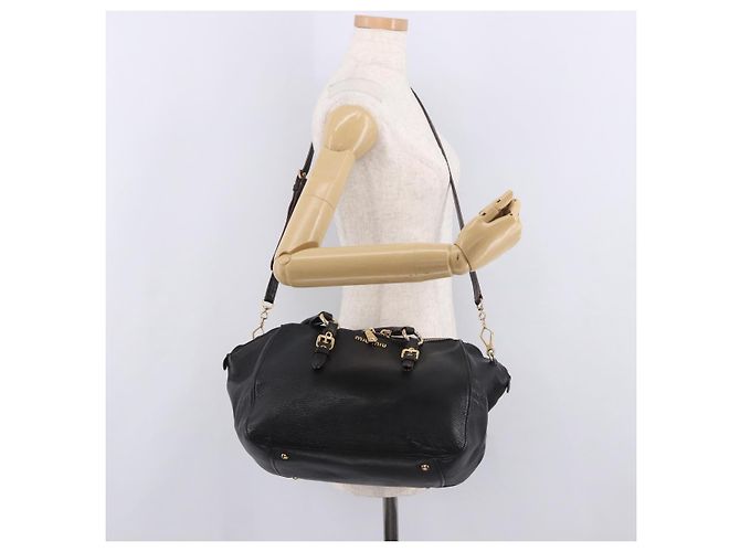 Borsa Miu Miu in pelle 2 way Nero Oro Auth ka4877V D'oro - vista 25