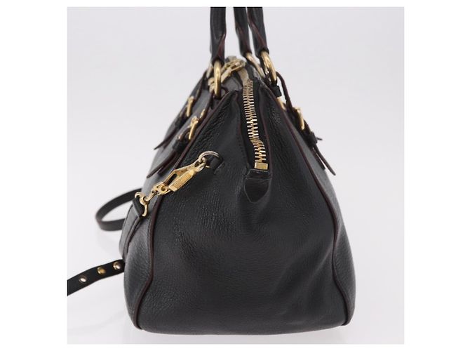 Borsa Miu Miu in pelle 2 way Nero Oro Auth ka4877V D'oro - vista 3