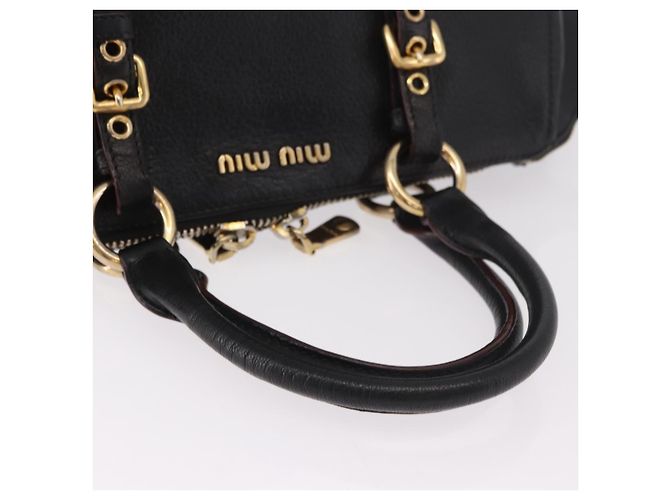Borsa Miu Miu in pelle 2 way Nero Oro Auth ka4877V D'oro - vista 7