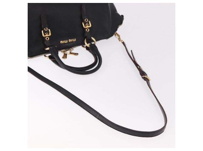Borsa Miu Miu in pelle 2 way Nero Oro Auth ka4877V D'oro - vista 8