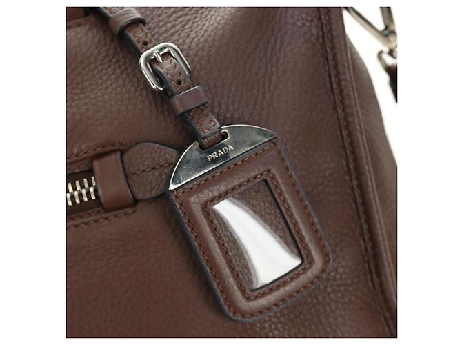 Borsa PRADA in pelle 2way Marrone Argento Auth yk20539SAM - vista 18