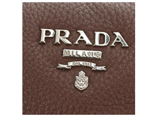 Borsa PRADA in pelle 2way Marrone Argento Auth yk20539SAM - vista 19