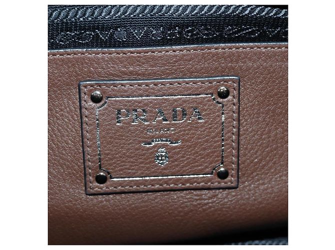 Borsa PRADA in pelle 2way Marrone Argento Auth yk20539SAM - vista 24