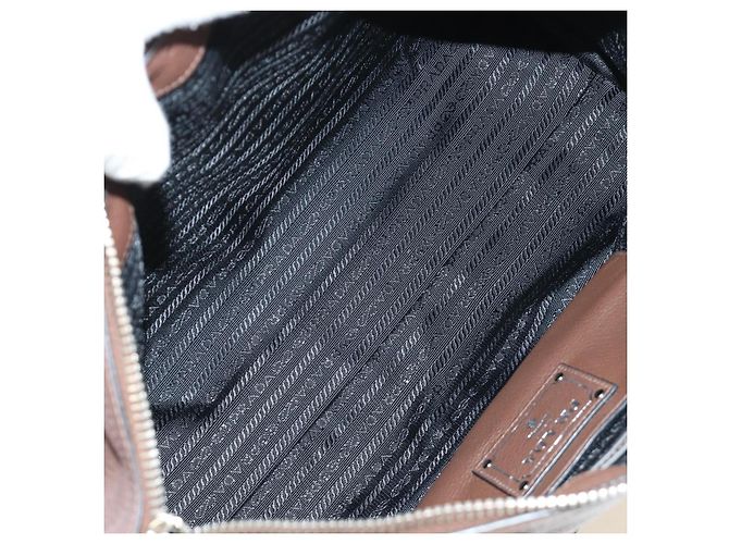 Borsa PRADA in pelle 2way Marrone Argento Auth yk20539SAM - vista 25