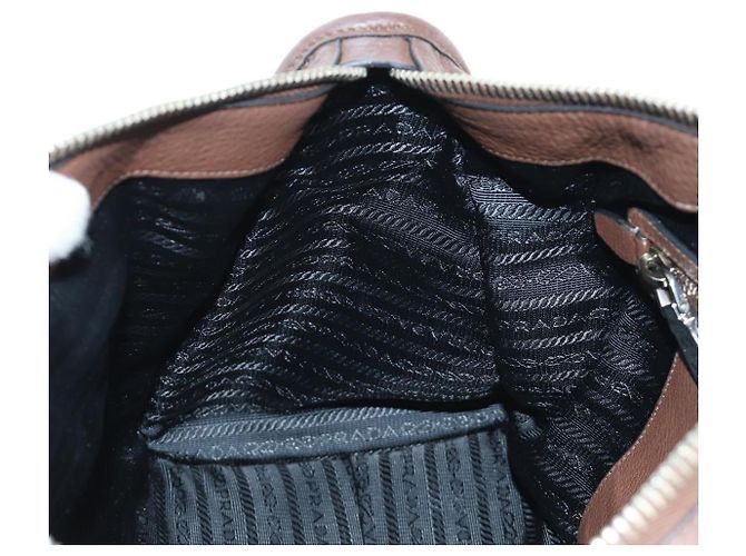 Borsa PRADA in pelle 2way Marrone Argento Auth yk20539SAM - vista 26
