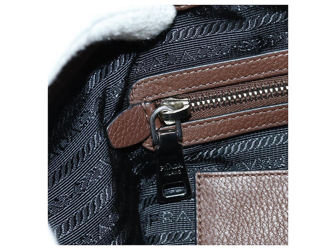 Borsa PRADA in pelle 2way Marrone Argento Auth yk20539SAM - vista 28