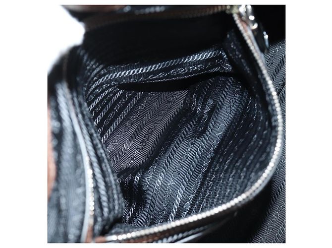 Borsa PRADA in pelle 2way Marrone Argento Auth yk20539SAM - vista 29