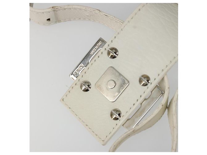 FENDI Mamma Baguette Schultertasche aus Leder weiß silber authentisch 185820M - Ansicht 16