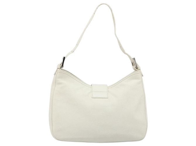 FENDI Mamma Baguette Schultertasche aus Leder weiß silber authentisch 185820M - Ansicht 3