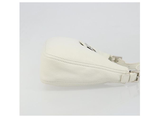 FENDI Mamma Baguette Schultertasche aus Leder weiß silber authentisch 185820M - Ansicht 4