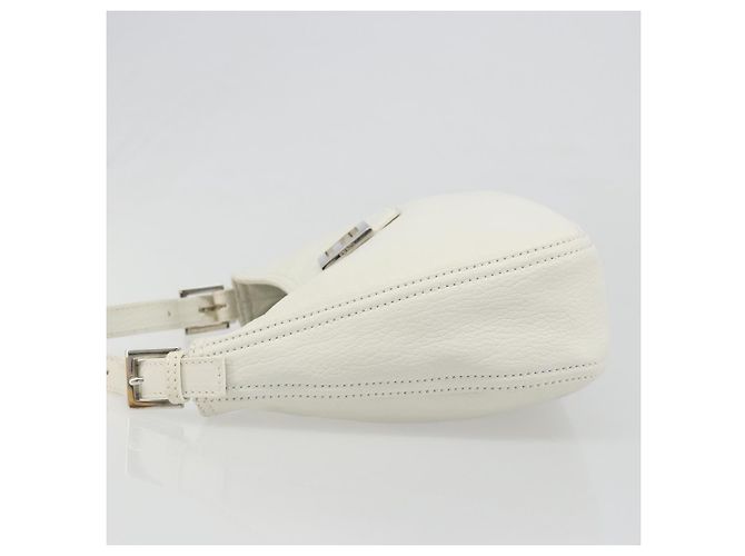FENDI Mamma Baguette Schultertasche aus Leder weiß silber authentisch 185820M - Ansicht 5