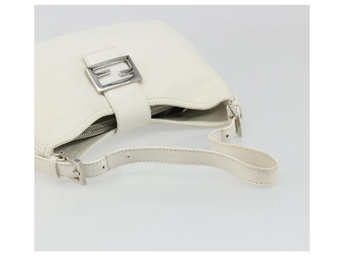 FENDI Mamma Baguette Schultertasche aus Leder weiß silber authentisch 185820M - Ansicht 7