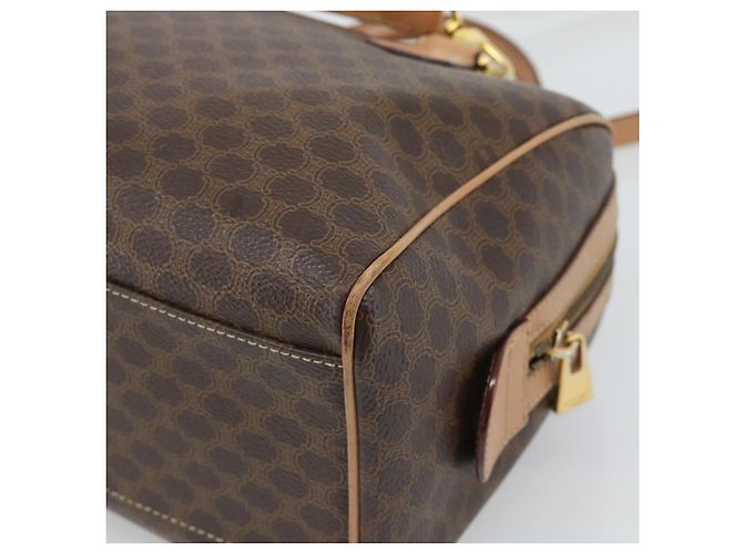 Céline Bolso CELINE Macadam Canvas PVC Cuero 2way Marrón Oro Auth BA13498A Castaño Dorado - vista 14