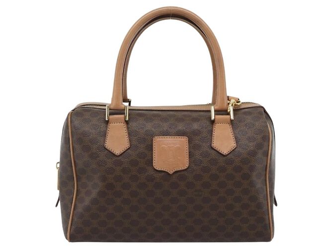 Céline Bolso CELINE Macadam Canvas PVC Cuero 2way Marrón Oro Auth BA13498A Castaño Dorado - vista 2