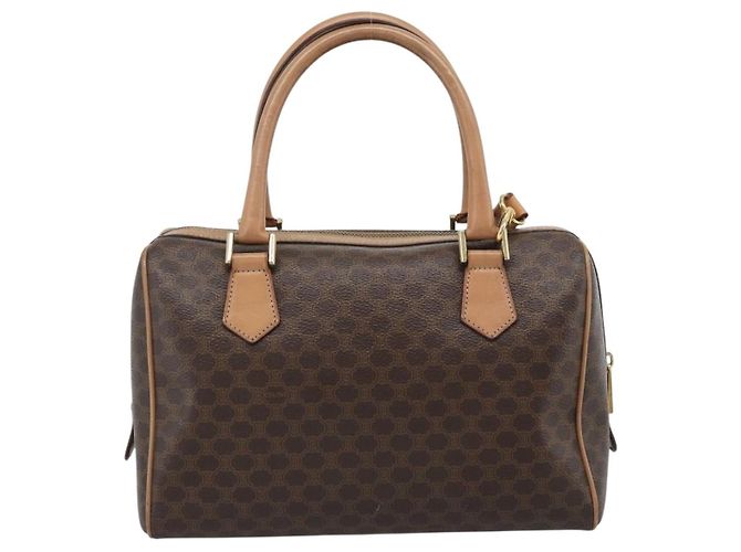 Céline Bolso CELINE Macadam Canvas PVC Cuero 2way Marrón Oro Auth BA13498A Castaño Dorado - vista 3