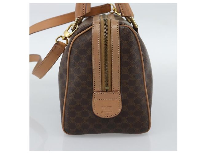 Céline Bolso CELINE Macadam Canvas PVC Cuero 2way Marrón Oro Auth BA13498A Castaño Dorado - vista 5