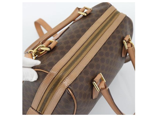 Céline Bolso CELINE Macadam Canvas PVC Cuero 2way Marrón Oro Auth BA13498A Castaño Dorado - vista 6