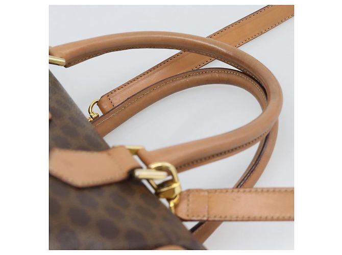 Céline Bolso CELINE Macadam Canvas PVC Cuero 2way Marrón Oro Auth BA13498A Castaño Dorado - vista 8