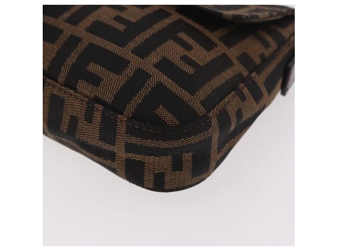 FENDI Zucca Canvas Mamma Baguette Borsa a Spalla Nero Marrone Auth 189064V - vista 11