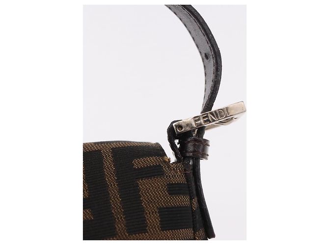 FENDI Zucca Canvas Mamma Baguette Borsa a Spalla Nero Marrone Auth 189064V - vista 14