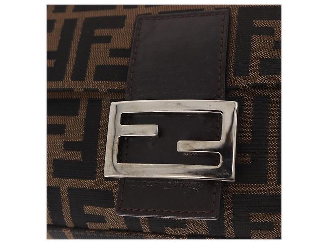 FENDI Zucca Canvas Mamma Baguette Borsa a Spalla Nero Marrone Auth 189064V - vista 15