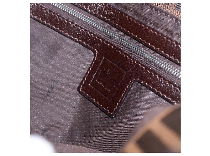 FENDI Zucca Canvas Mamma Baguette Borsa a Spalla Nero Marrone Auth 189064V - vista 18