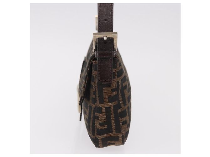 FENDI Zucca Canvas Mamma Baguette Borsa a Spalla Nero Marrone Auth 189064V - vista 4