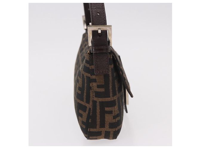 FENDI Zucca Canvas Mamma Baguette Borsa a Spalla Nero Marrone Auth 189064V - vista 5