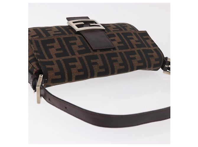 FENDI Zucca Canvas Mamma Baguette Borsa a Spalla Nero Marrone Auth 189064V - vista 6