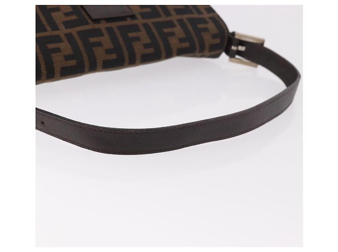 FENDI Zucca Canvas Mamma Baguette Borsa a Spalla Nero Marrone Auth 189064V - vista 7